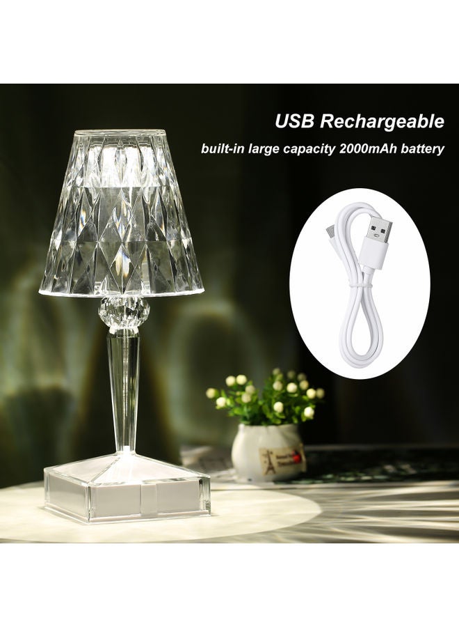 USB Rechargeable Acrylic Diamond Table Lamp White - Image 2
