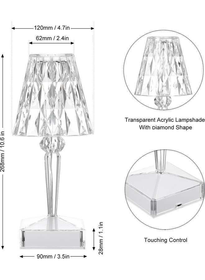USB Rechargeable Acrylic Diamond Table Lamp White - Image 3