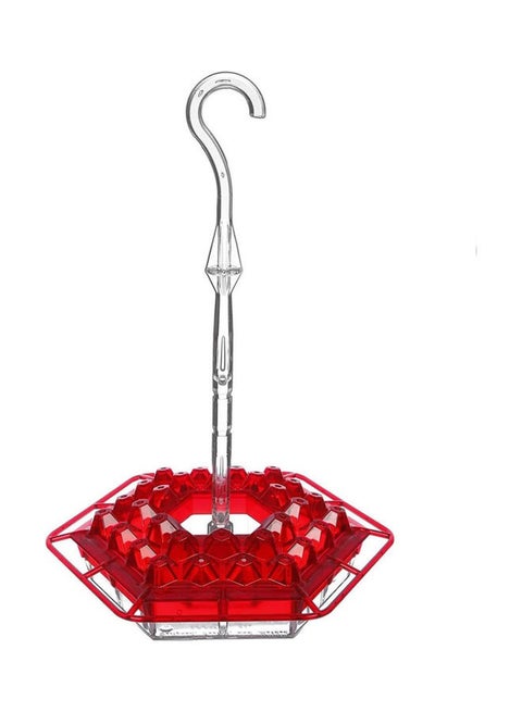 Long Tube Type Hummingbird Feeder Red/Silver 21 x 6 x 21cm
