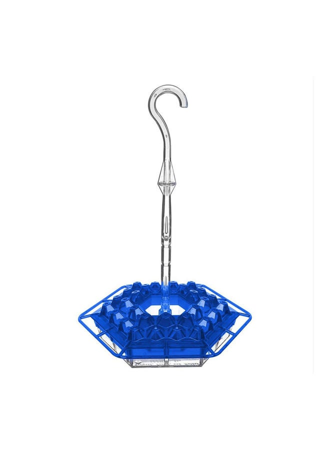 جهاز إطعام الطيور الطنان بأنبوب طويل أزرق / فضي 21 x 6 x 21سم