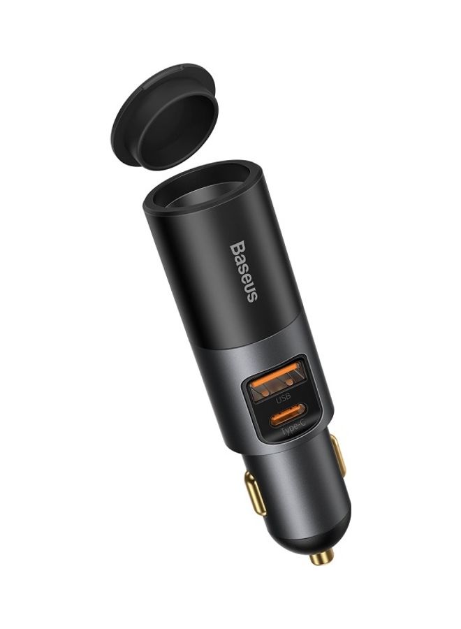 Baseus USB C Car Charger 120W Multi USB Fast Charging QC 3.0 & PD 3.0 30W+30W+60W 1 USB, 1 Type-C and Expansion Ports Cigarette Lighter for Smartphones/Tablets/Switch Black  - Image 1