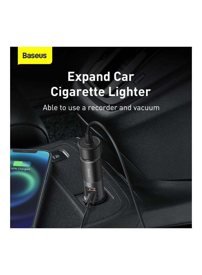 Baseus USB C Car Charger 120W Multi USB Fast Charging QC 3.0 & PD 3.0 30W+30W+60W 1 USB, 1 Type-C and Expansion Ports Cigarette Lighter for Smartphones/Tablets/Switch Black  - Image 3