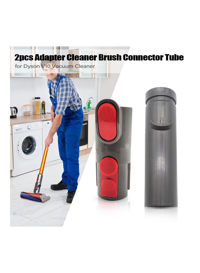 2-Piece Vaccum Adapter Cleaner Brush Connector Tube Grey/Red
