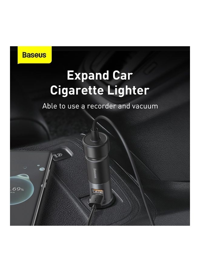 Baseus USB C Car Charger 120W Multi USB Fast Charging QC 3.0 & PD 3.0 30W+30W+60W 2 USB and Expansion Ports Cigarette Lighter for Smartphones/Tablets/Switch Black  - Image 3