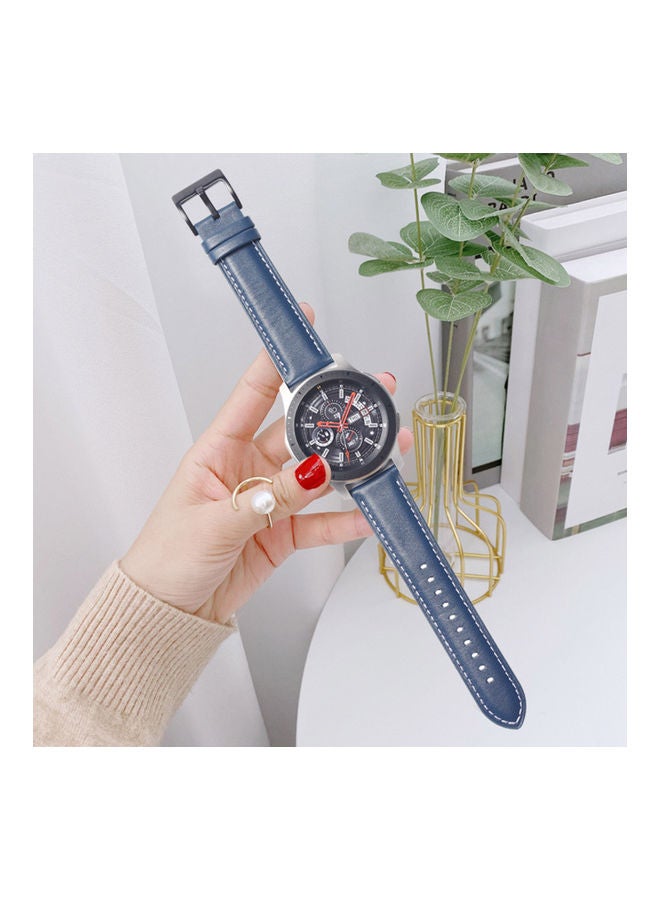 Generic - Leather Band Quick Release Smart Watch Strap Blue - Image 1