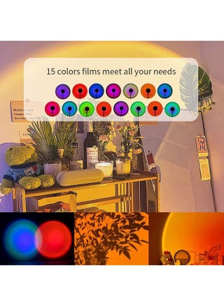15 Colors Portable Modern Style Antique Designed Sunset Projection Light Lamp Multicolour 20 x 12 x 12cm