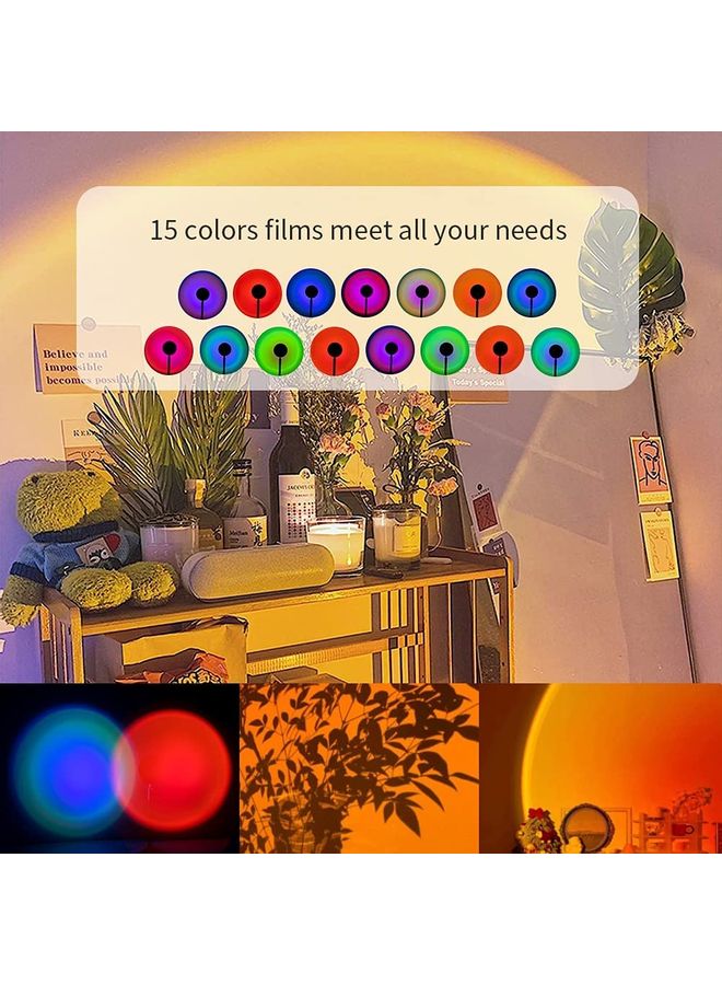 XiuWoo 15 Colors Portable Modern Style Antique Designed Sunset Projection Light Lamp Multicolour 20 x 12 x 12cm - Image 1
