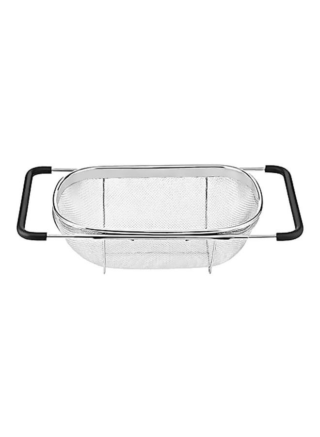 ALBERTO Expandable Over Sink Colander Silver/Black 34x24cm  - Image 1