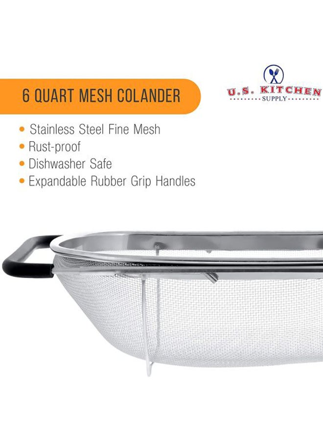 ALBERTO - Expandable Over Sink Colander Silver/Black 34x24cm - Image 1