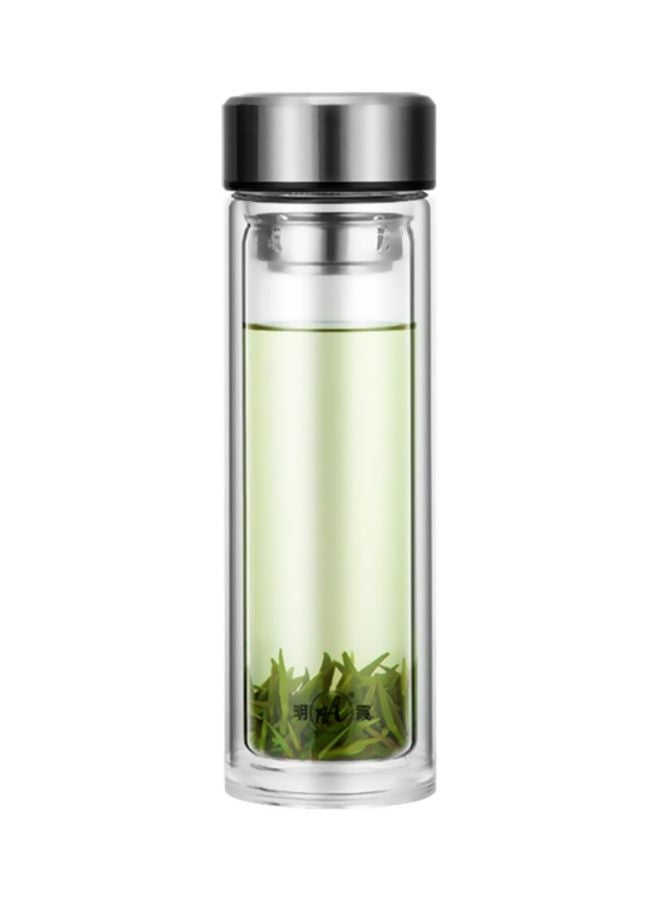 بيوينتي كوب ماء مصنوع من زجاج مزدوج الطبقة ومناسب للاستخدام المنزلي فضي 22.7سم - Image 1