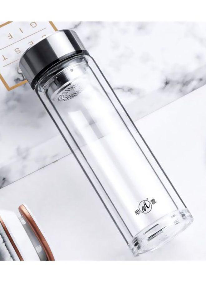 بيوينتي كوب ماء مصنوع من زجاج مزدوج الطبقة ومناسب للاستخدام المنزلي فضي 22.7سم - Image 3