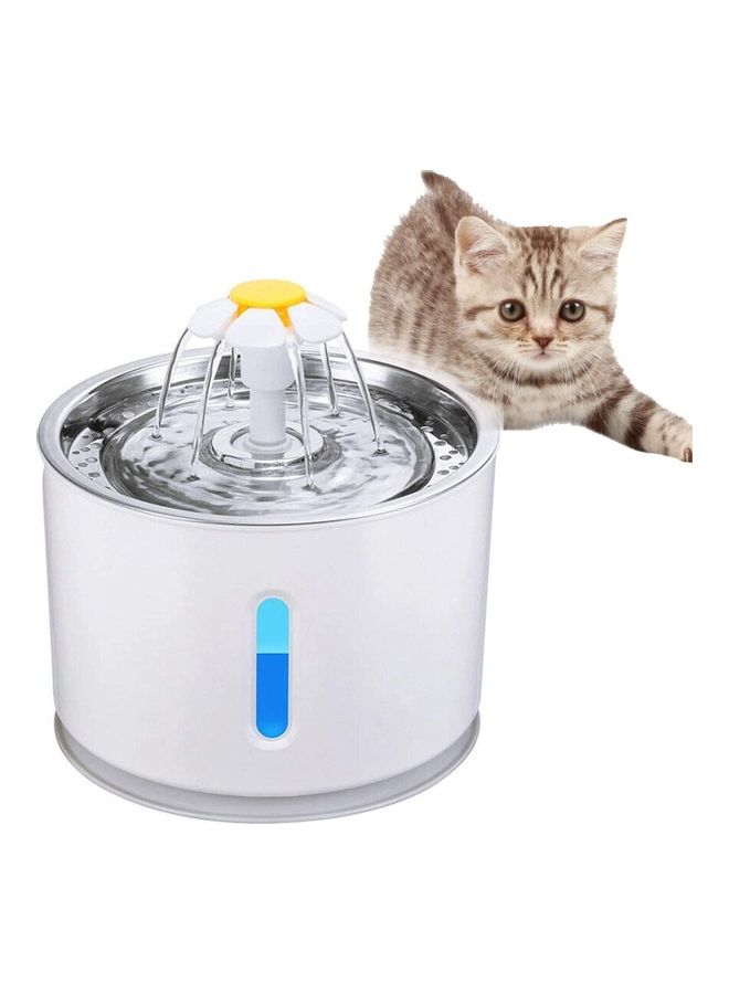 XiuWoo 2.4L Automatic Cat Water Fountain with LED White/Silver  - Image 2