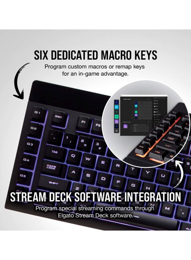 CORSAIR - K55 RGB USB LED Backlit Keys Onboard Macro Recording Media Controls Gaming Keyboard with Wrist Rest Included - Image 1