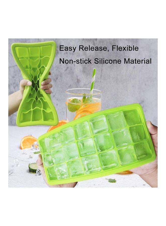 XiuWoo - Silicone Ice Trays With Lid Green 10.4x1.2x5.0inch - Image 1