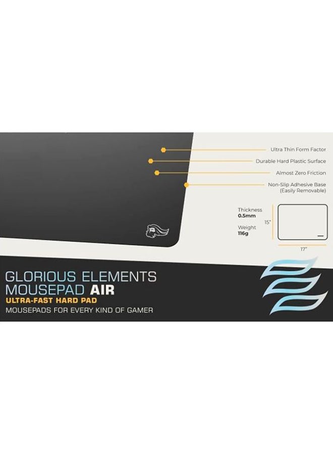 Glorious - Glorious Elements Air Mousepad - XL Hard and Ultra Thin Polycarbonate Flexible Surface Large Gaming Mouse Pad 15"X17" Extended Hard Mousepad (Helios) (GLO-MP-ELEM-AIR) - Image 1