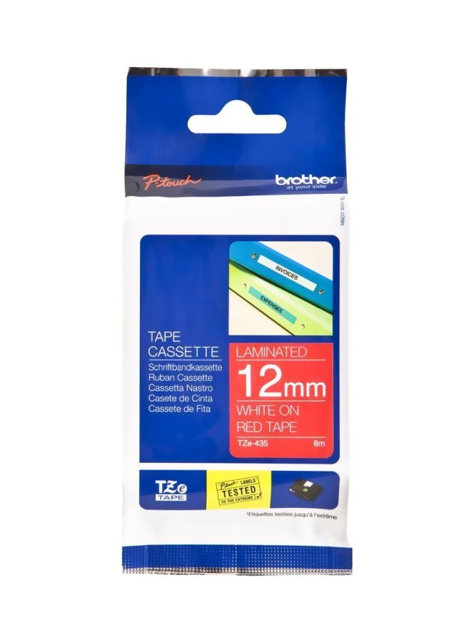 brother Tze-435 Label Tape White On Red White/Red - Image 2