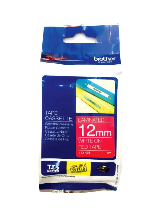 brother Tze-435 Label Tape White On Red White/Red - Image 3