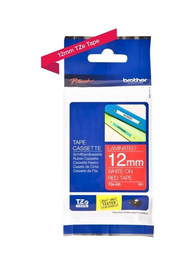 brother Tze-435 Label Tape White On Red White/Red - Image 4