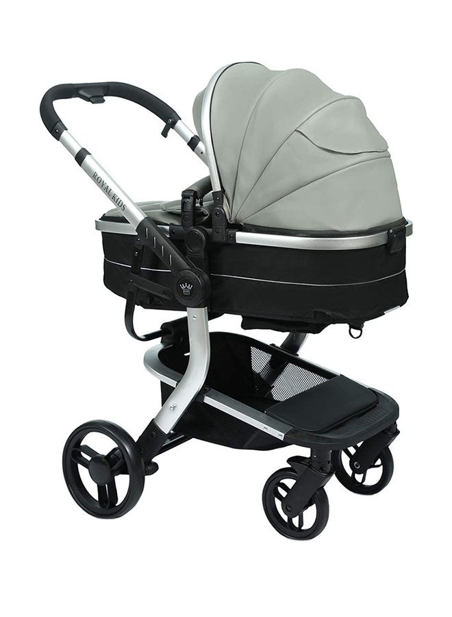 رويال كيدز عربة أطفال كلاسيكية 3 في 1 بعجلات خلفية مع أوضاع قابلة للتعديل وفرامل - Image 1