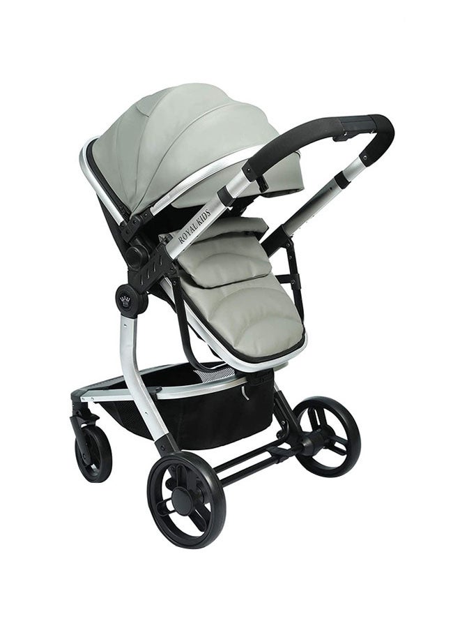 رويال كيدز عربة أطفال كلاسيكية 3 في 1 بعجلات خلفية مع أوضاع قابلة للتعديل وفرامل - Image 2