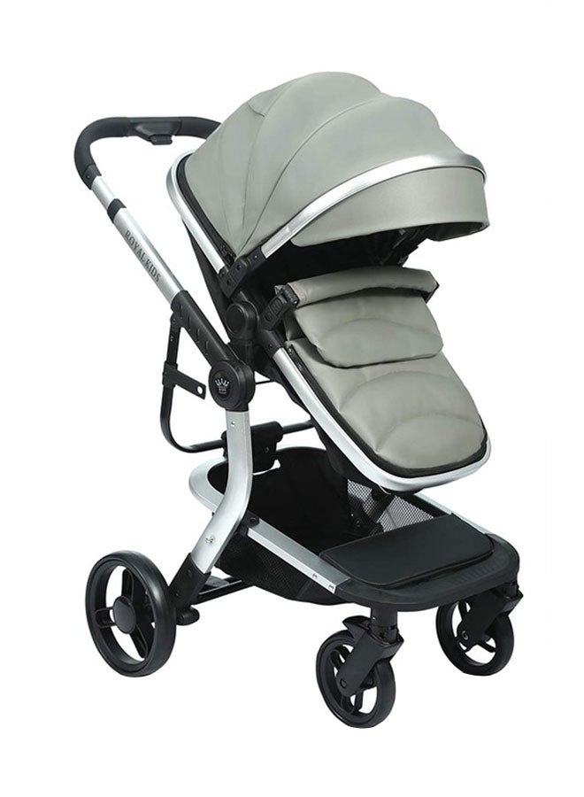 رويال كيدز عربة أطفال كلاسيكية 3 في 1 بعجلات خلفية مع أوضاع قابلة للتعديل وفرامل - Image 3