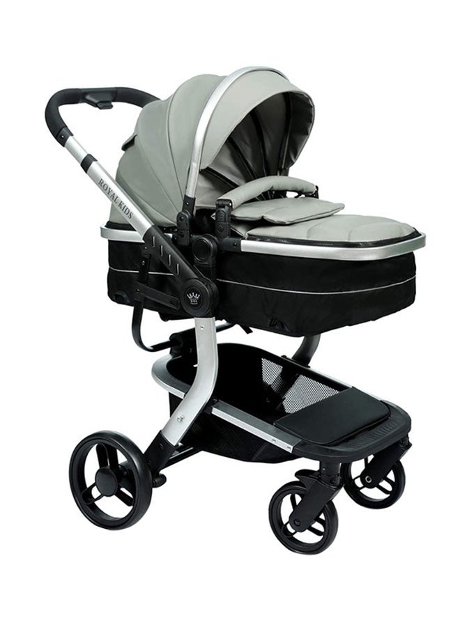 رويال كيدز عربة أطفال كلاسيكية 3 في 1 بعجلات خلفية مع أوضاع قابلة للتعديل وفرامل - Image 4