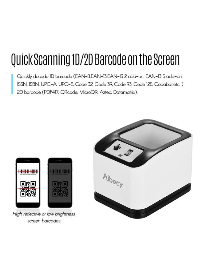 2200 1D and 2D Bar Code Scanner Black/White