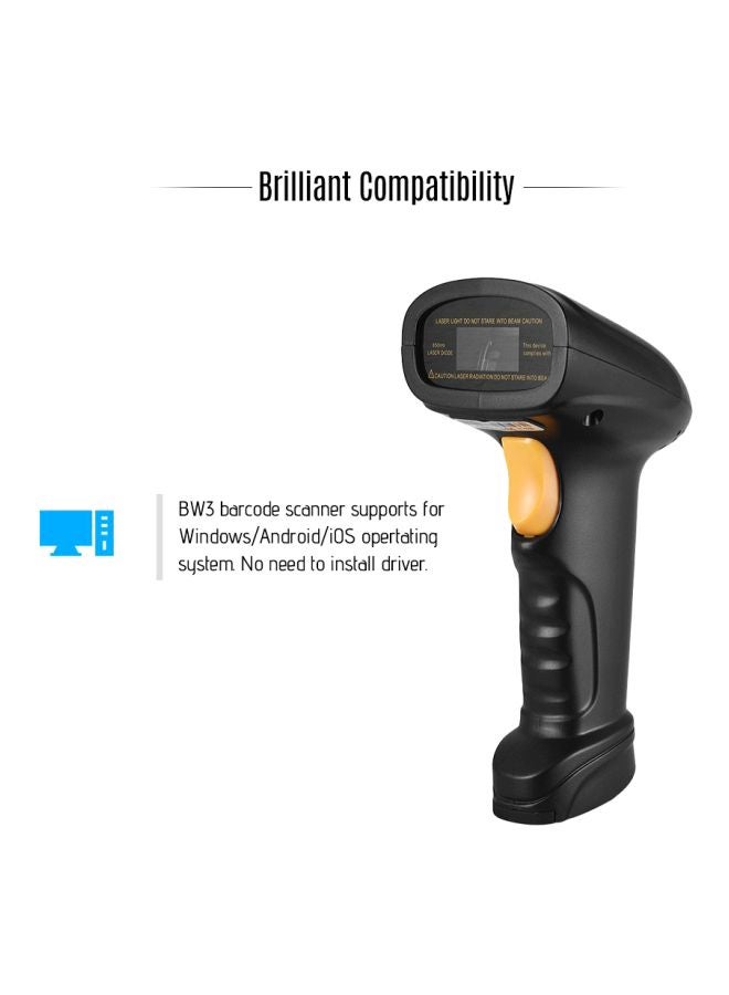 Aibecy - BW3 Wireless and USB Wired 1D Barcode Scanner Black/Beige - Image 1