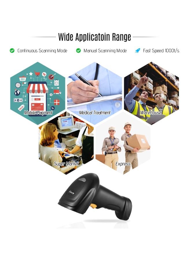 Aibecy - BW3 Wireless and USB Wired 1D Barcode Scanner Black/Beige - Image 1