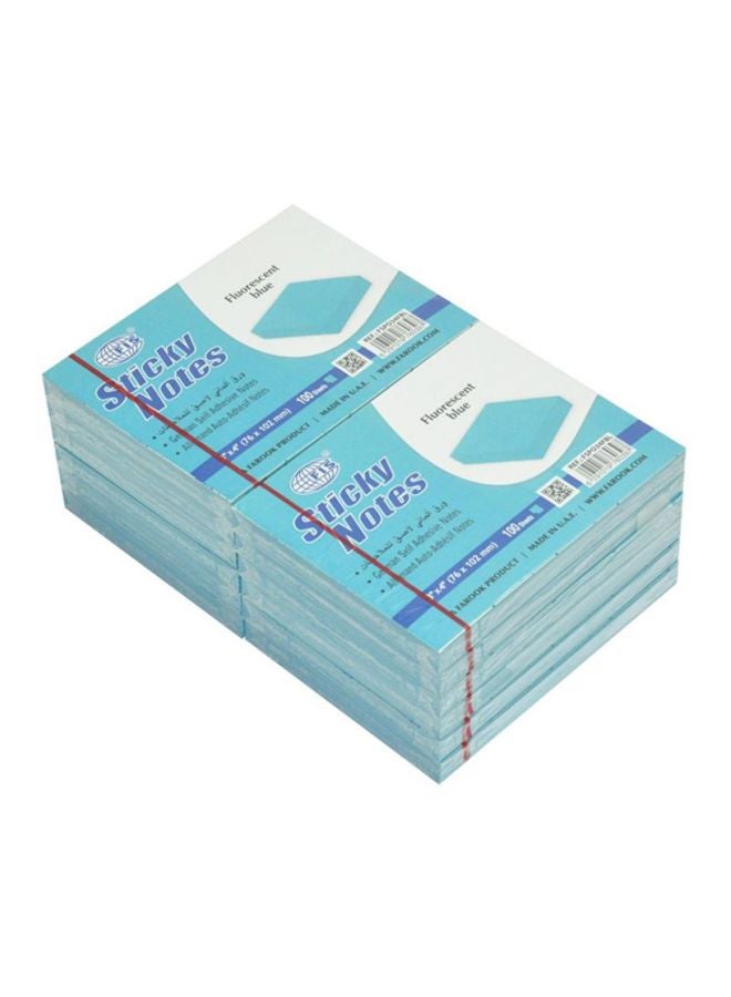 FIS 12-Piece Sticky Note Pads Set Fluroscent Blue  - Image 1
