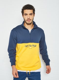 VANS Frequency Quarter Zip Sweatshirt Navy/Yellow  - Image 1