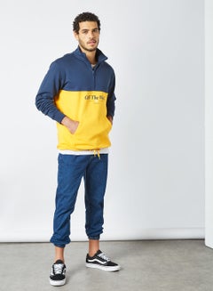 VANS Frequency Quarter Zip Sweatshirt Navy/Yellow  - Image 2