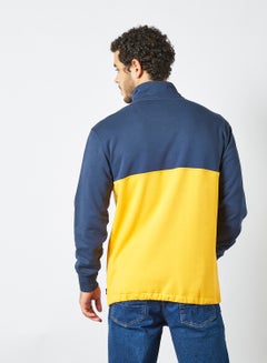 VANS Frequency Quarter Zip Sweatshirt Navy/Yellow  - Image 3