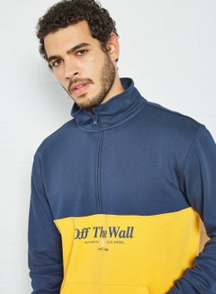 VANS Frequency Quarter Zip Sweatshirt Navy/Yellow  - Image 4