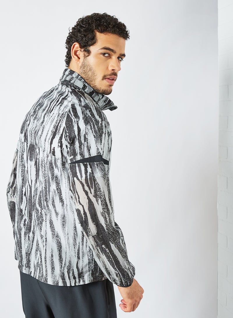 Nike - Windrunner Wild Run Printed Running Jacket Grey - Image 1