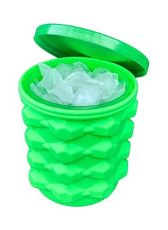 XiuWoo Ice Cube Maker Silicone Bucket With Lid Green 5.5inch  - Image 1
