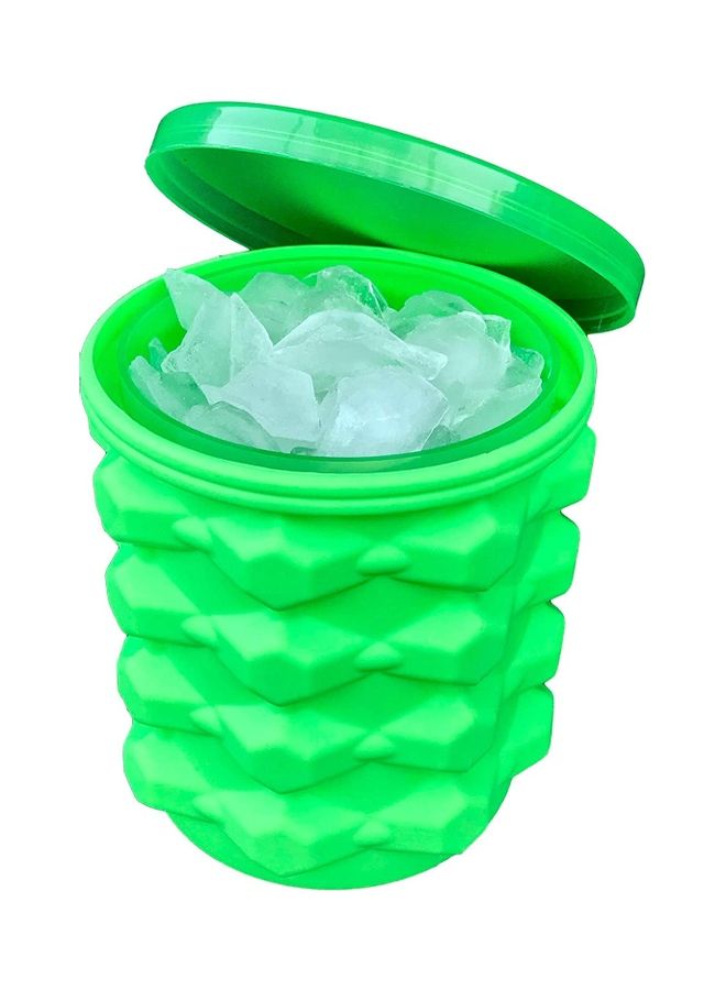 XiuWoo - Ice Cube Maker Silicone Bucket With Lid Green 5.5inch - Image 1