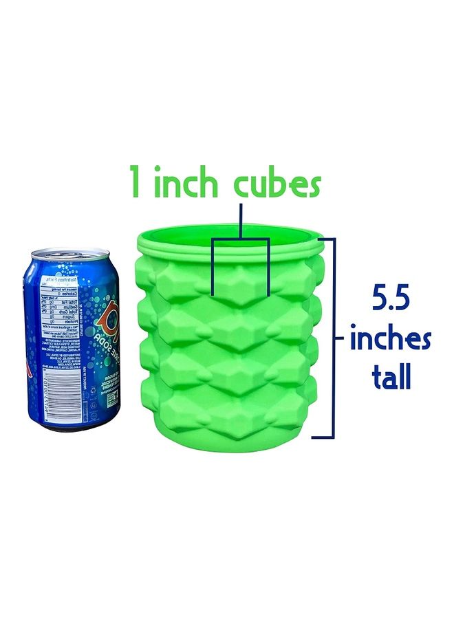 XiuWoo - Ice Cube Maker Silicone Bucket With Lid Green 5.5inch - Image 1