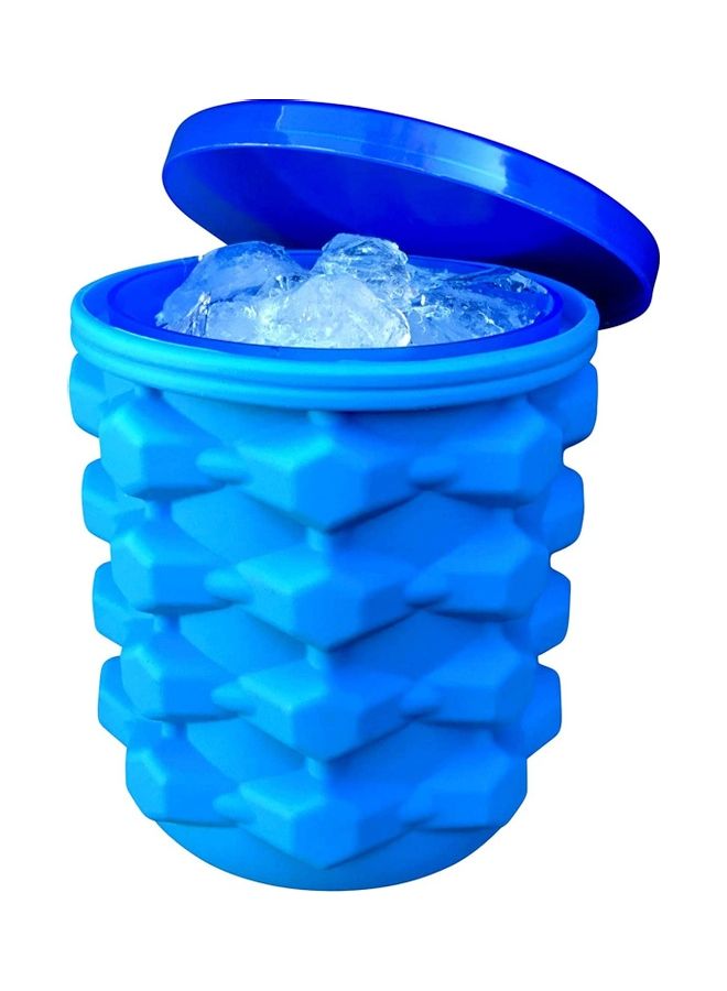 XiuWoo Ice Cube Maker Silicone Bucket With Lid Blue 5.5inch  - Image 1