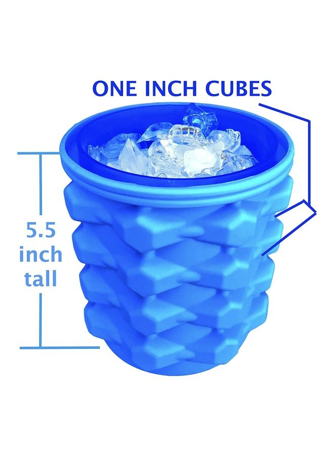 XiuWoo Ice Cube Maker Silicone Bucket With Lid Blue 5.5inch  - Image 2