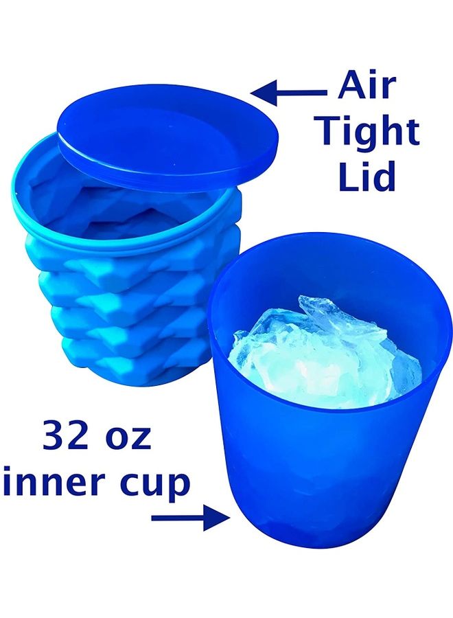 XiuWoo Ice Cube Maker Silicone Bucket With Lid Blue 5.5inch  - Image 3