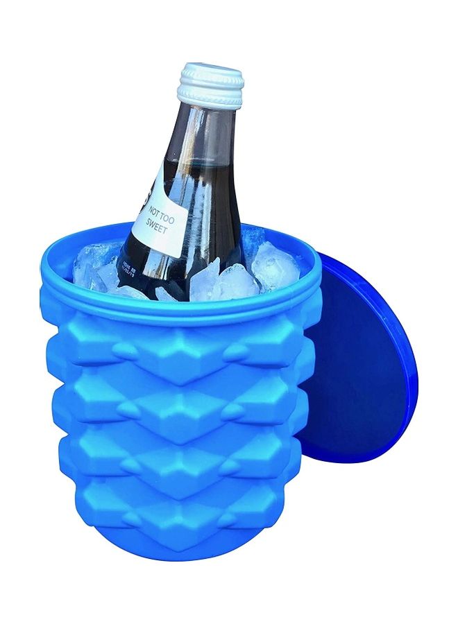XiuWoo Ice Cube Maker Silicone Bucket With Lid Blue 5.5inch  - Image 4