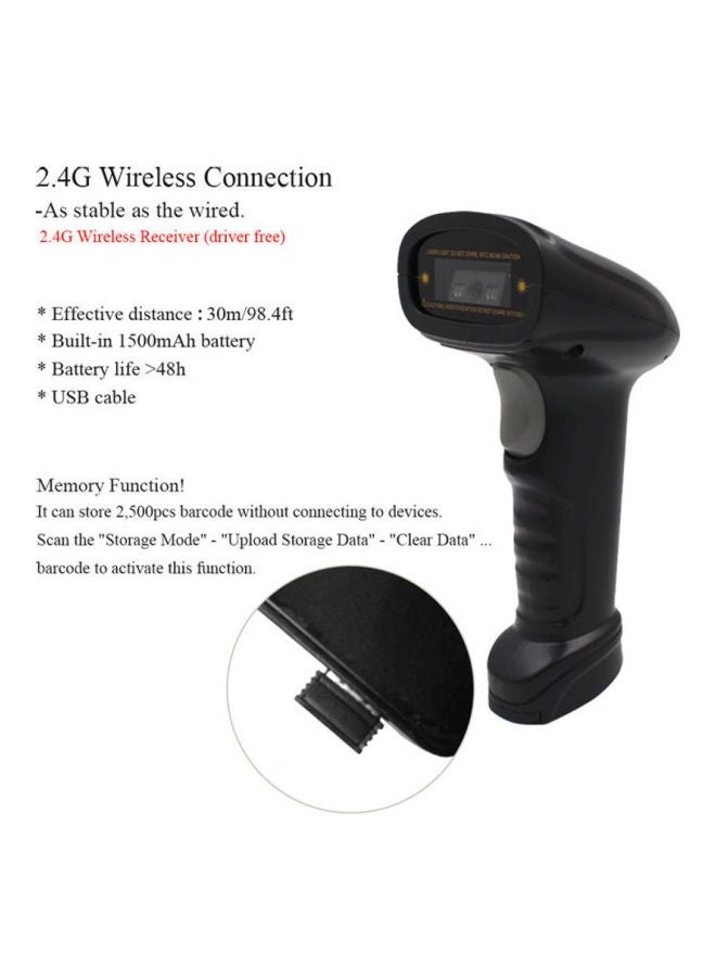 أيبيسي قارئ باركود 2.4G لاسلكي مع وصلة USB أسود - Image 4