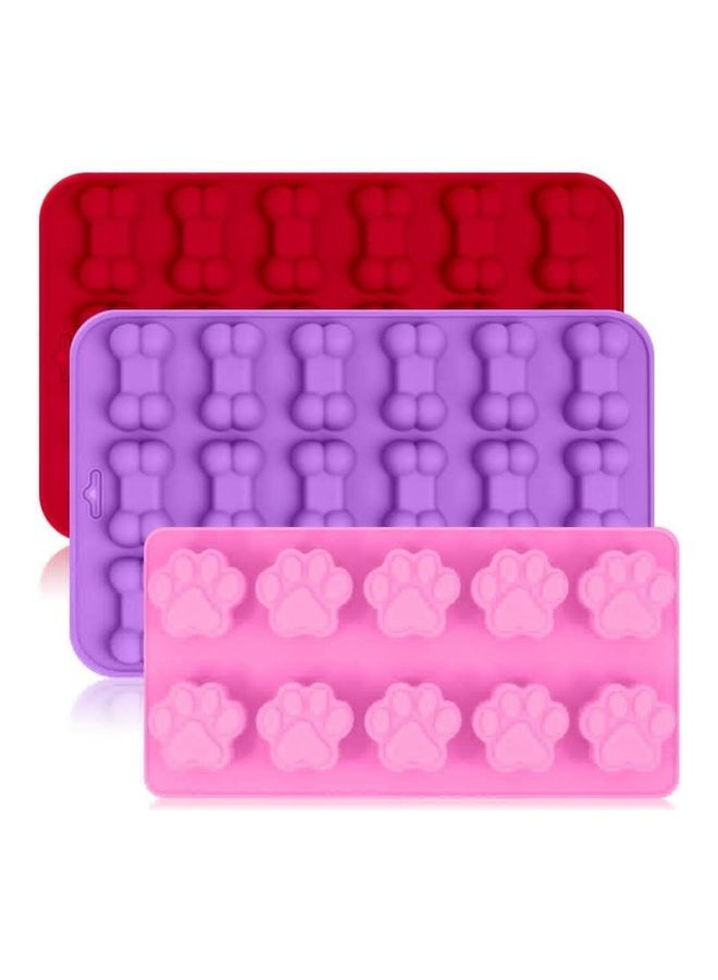 XiuWoo 3-Piece Puppy Dog Paw and Bone Silicone Molds Multicolour One size - Image 1