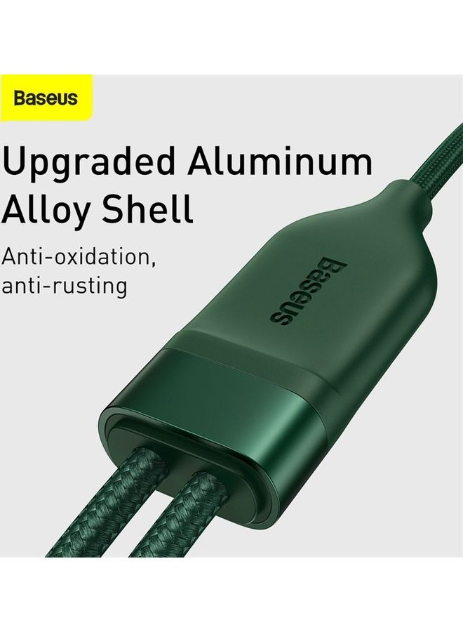 Baseus - 100W Fast Charging USB C to C and Lightning, Flash Series USB Data Cable Max 1.2M Compatible for Apple 13 12 11 Series, MacBook, iPad, Xiaomi, Samsung, Huawei and More (2 in 1) Green - Image 1