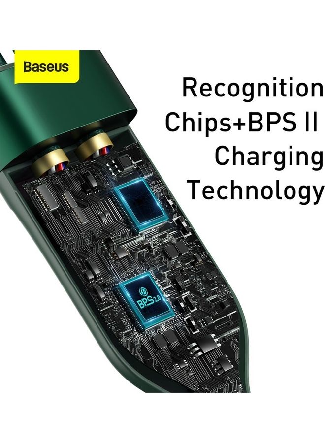 Baseus - 100W Fast Charging USB C to C and Lightning, Flash Series USB Data Cable Max 1.2M Compatible for Apple 13 12 11 Series, MacBook, iPad, Xiaomi, Samsung, Huawei and More (2 in 1) Green - Image 1