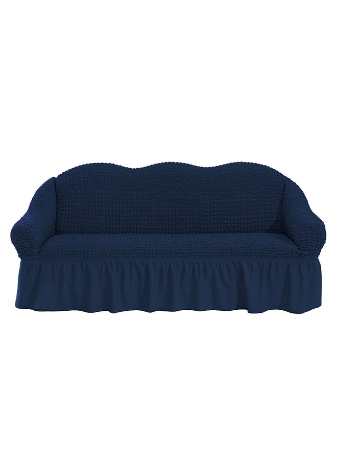 Fabienne Stretchable 3-Seater Sofa Cover Navy Blue fits on Sofa with Length 190 to 220cm Dark Blue 110x210cm 