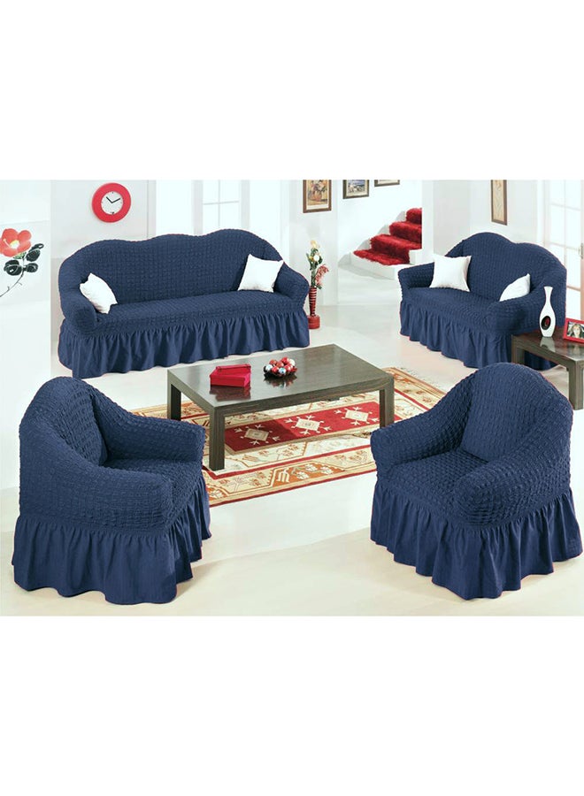 7 Seater (3+2+1+1) Super Stretchable Anti-Wrinkle Slip Resistant Sofa Cover Set Dark Blue 72-88inch - v1623234781/N26548530A_4