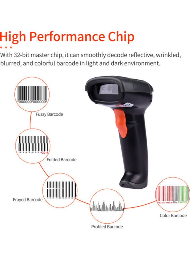 Aibecy - USB Connected 1D2D QR Barcode Scanner Black/Orange - Image 1