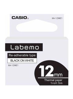 CASIO XA-12WE1-W-DJ Labemo Tape - Black On White  - Image 2